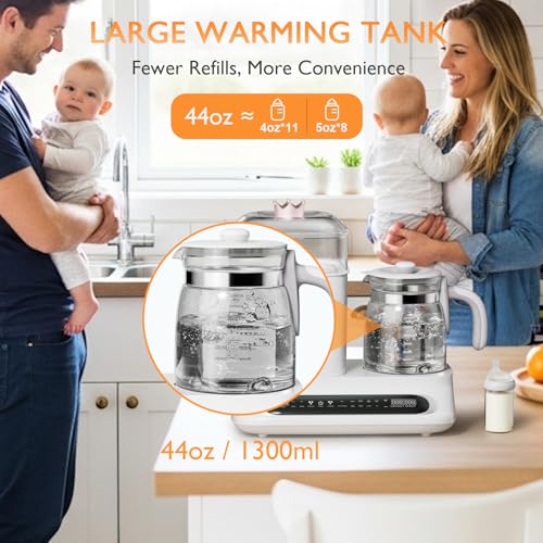 YunBaby Baby Bottle Warmer & Steamer, 44oz Formula Kettle with Drying & Steam, Multi-Function Bottle Warmer for Breastmilk, Food & Baby Essentials