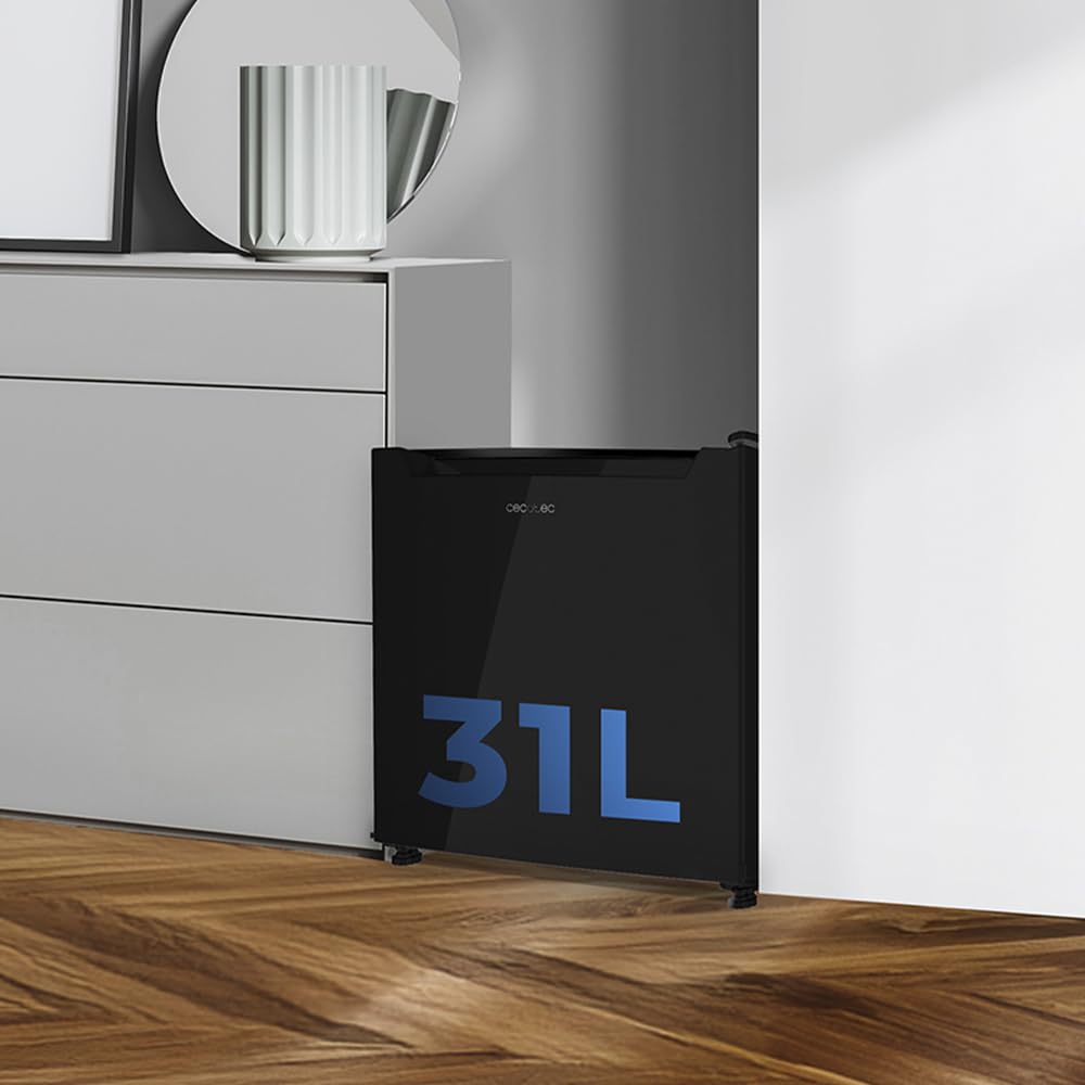 Cecotec Mini Frigorífico Convertible a Congelador 31L Bolero CoolMarket TT 31 Dual Black E. Minibar con Función Nevera o Congelador, Alto 49,6cm y 47,4cm de Ancho, Control Mecánico, Negro