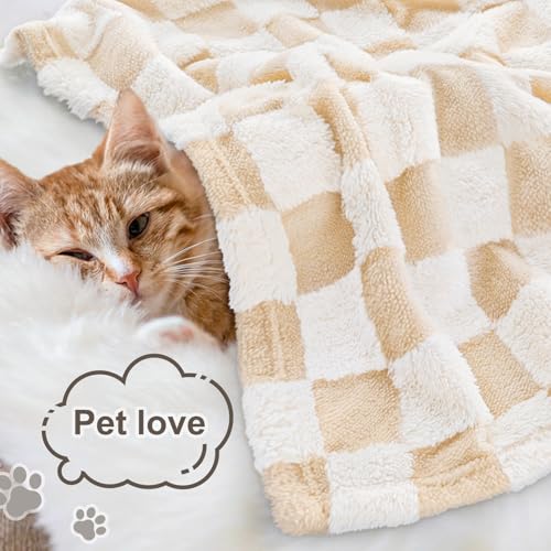 Image of HOMRITAR Beige Checkerboard Baby Blanket for Boys Girls Fluffy Fleece