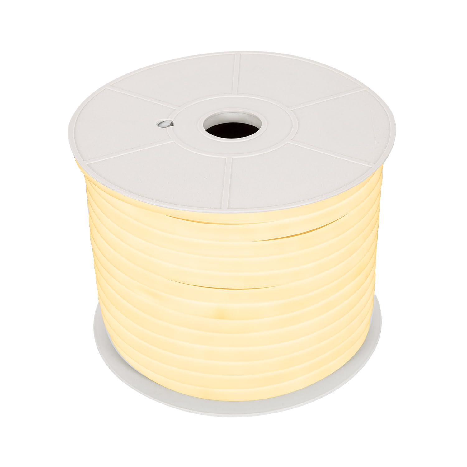 LEDKIA LIGHTING LED Streifenrolle Neon Dimmbar 220V 50m Warmweiß Halbrund 180° 9W/m Schnitt 100cm IP67 3000K Warmweiß