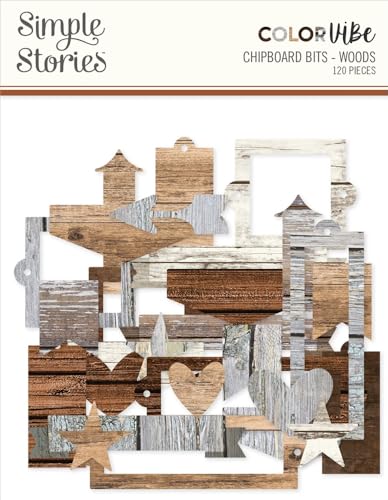 Chipboard Bits & Pieces Woods Color Vibe | 120 éléments en carton pour scrapbooking