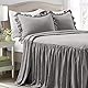 Lush Decor Ruffle Skirt Bedspread Tagesdecke mit Rüschenrock, Polyester, Dunkel_Grau, King