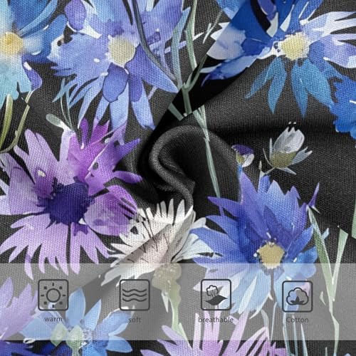 Cotton Girls Underwear Toddler Watercolor Wildflowers Black Cute Panties Girl Durable Briefs Underpants 2t3