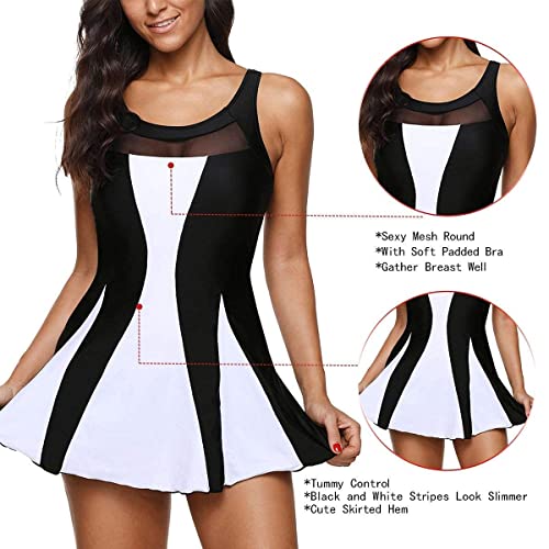 American Trends Bathing Suit for Women Tummy Control Swim Dress One Piece Swimsuits Mesh Swimming Suit Skirt Swimwear4