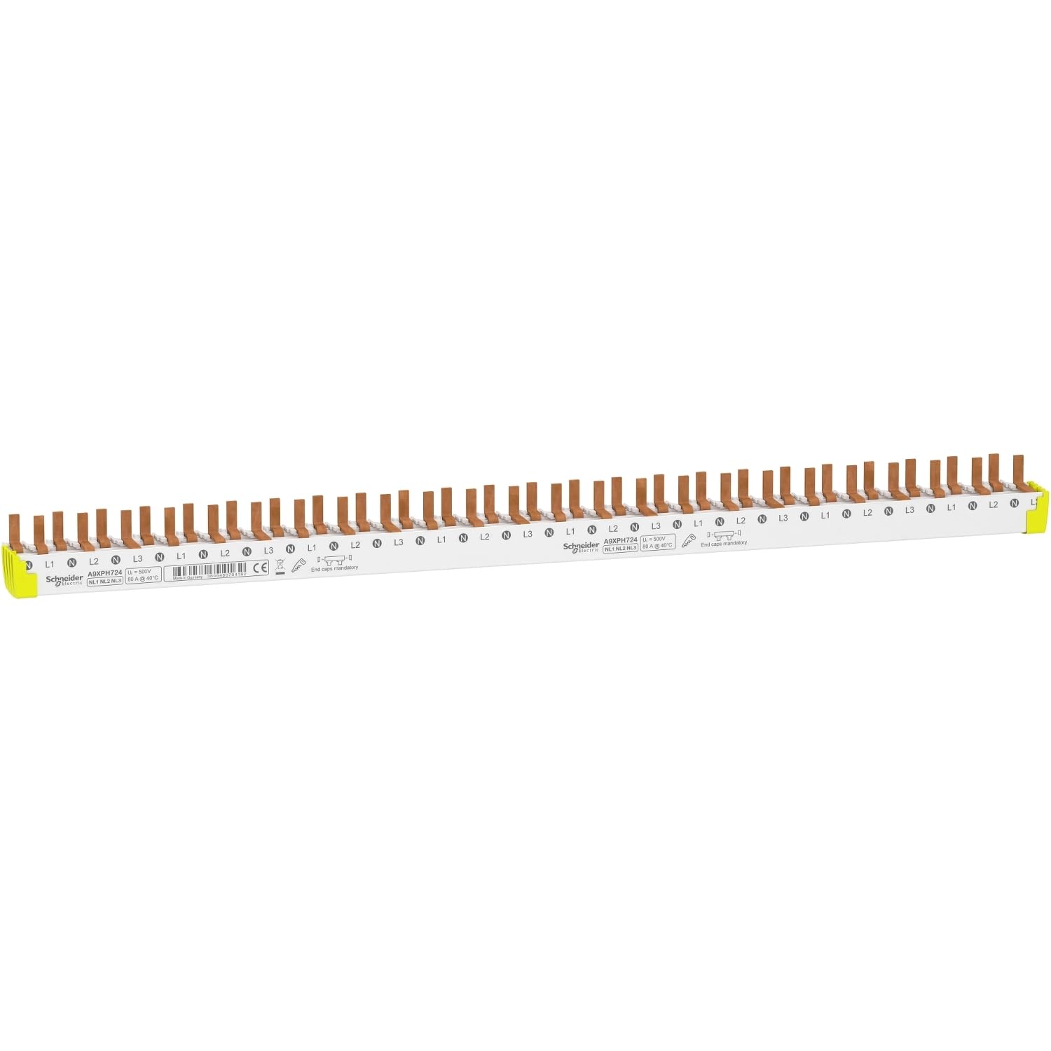 Schneider Electric Rail de phase FI/​LS allongable 3P+​N 24 modules pour 12 FI/​LS 80A Référence A9XPH724