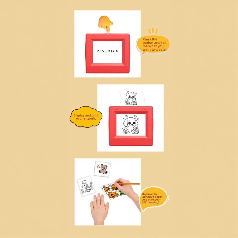 Stampante Adesiva AI, Stickerbox Intelligente ad attivazione vocale per Bambini, etichettatrice Termica AI Portatile