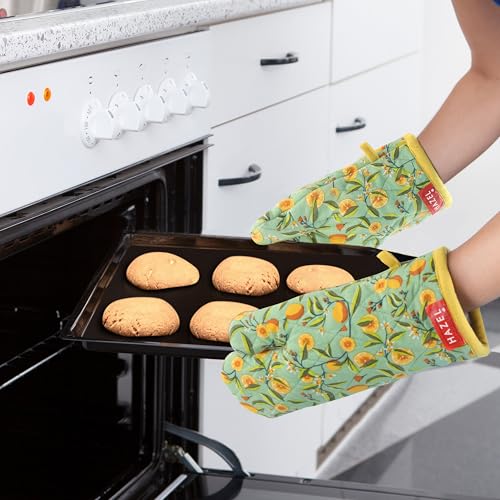 Image of HAZEL Cotton Microwave Oven Gloves Heat Resistant Potholder Mitten Gloves for Baking, Set of 2