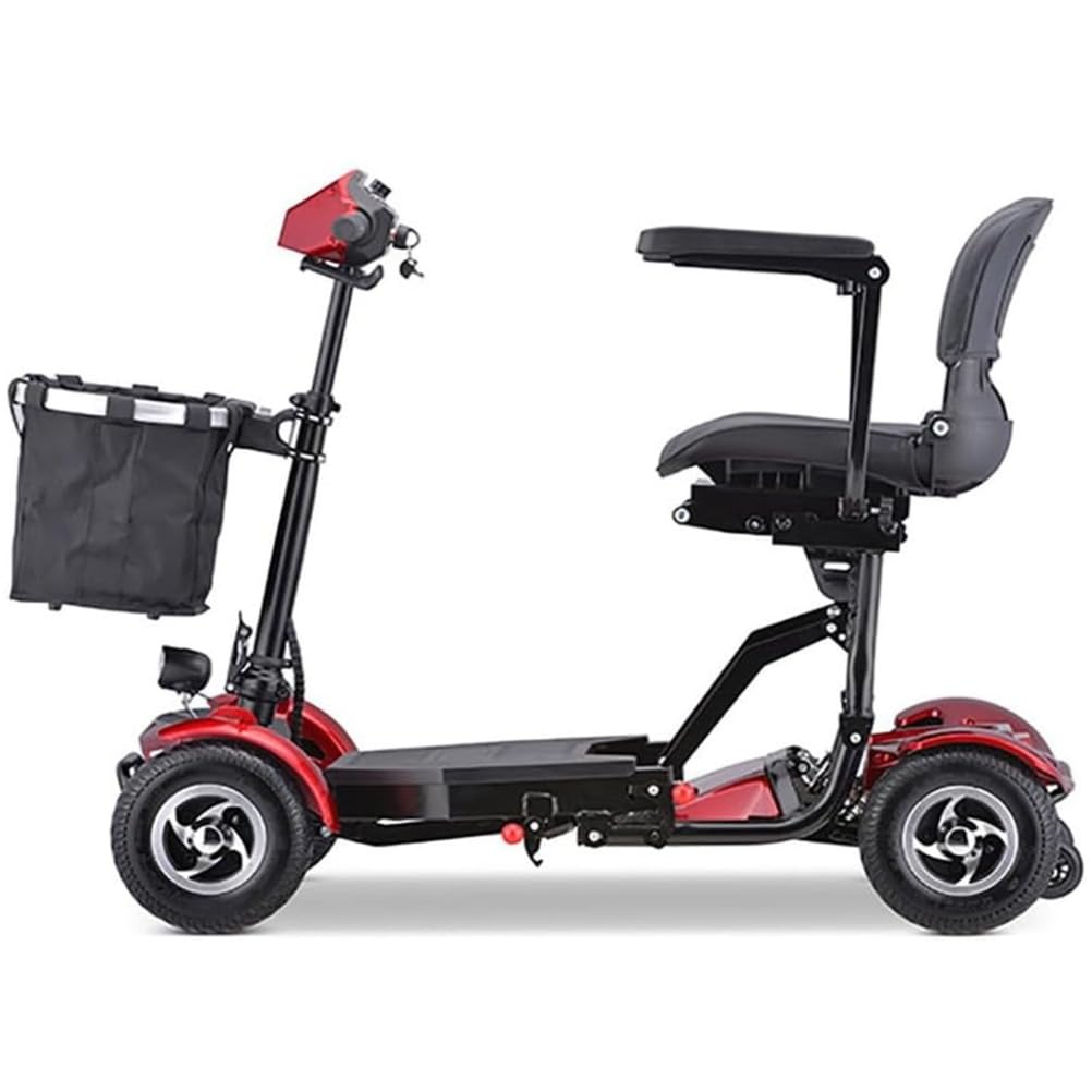 BCBKD Scooter per Disabili 4 Ruote, Scooter Leggero con Sedile, Scooter per Disabili Pieghevole, con Doppi Cestini Anteriori E Posteriori, per Adulti Anziani Disabili