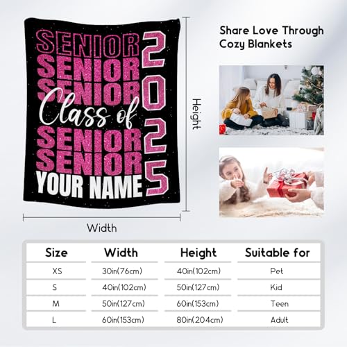 Personalized Graduation Blanket - Custom Class of 2025 Graduation Gifts for Her or Him - 40"x50" Flannel Warm Throw Decorations - Senior 2025 Red Blankets for College, High School