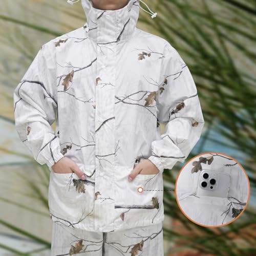 Image of LOOGU Men's Rain Suit - Rain Gear for Men Waterproof, Lightweight Rain Coat, Breathable Mens Rain Jackets Hood and Pants