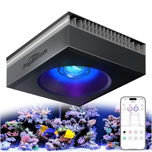 Image of PopBloom RL115 LED Reef Light, Energy Efficient LED Aquarium Lamp, Low Power Consumption Full Spectrum Marine Reef Light for Coral Saltwater Tank (RL115 PUR Over 135W, Hanging)