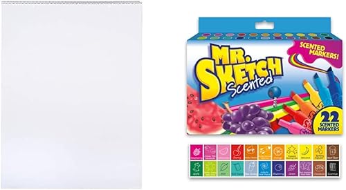 School Smart Tableta gráfica, 24 x 32 pulgadas + marcadores perfumados de punta cincelada Mr. Sketch, 22 unidades