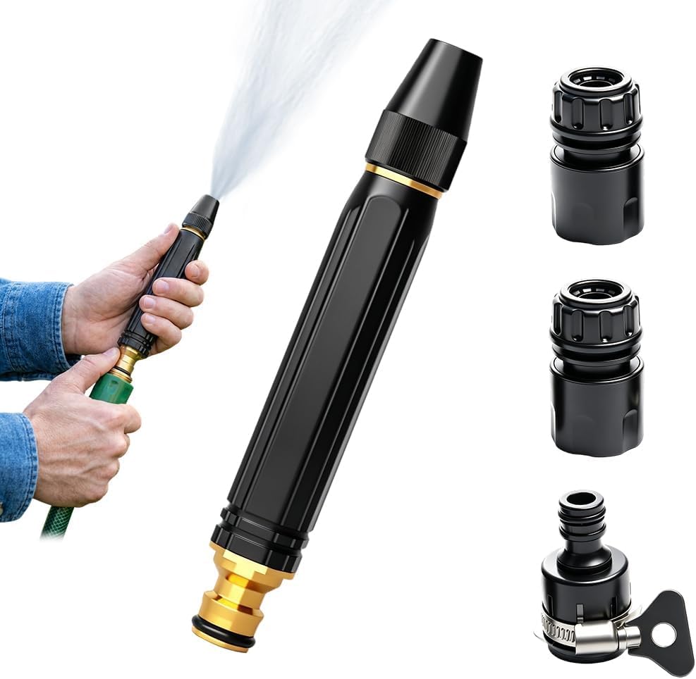 2026 New Jet Nozzle Power Washer for Garden Hose,Portable Home High Pressure Car Wash Water Gun for Plant Watering Lawn Car,Upgrade Heavy Duty Adjustable High Pressure Hose Nozzle (B, 1pcs)
