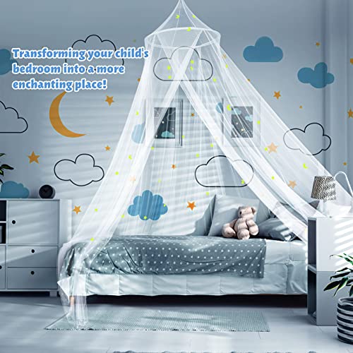 Imikeya Kids Bed Canopy: Fluorescent Stars Glow In Dark Canopy Mosquito Net Canopy Curtains Canopy Bed Curtains Princess Canopy Reading Nook Canopies Baby Girls Room Decor For Crib,Twin,Queen Bed #TOP3