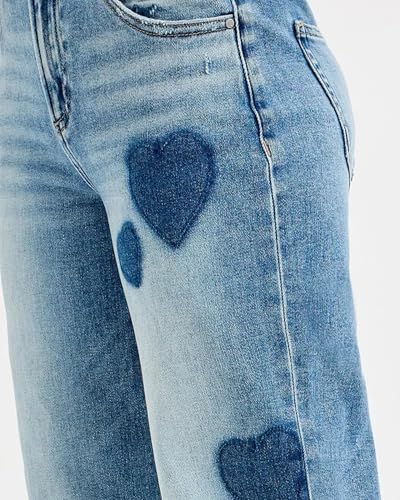 SCOFEEL Women's Cropped Denim Pants Mid Rise Straight Wide Leg Jeans Heart Shade Boyfriend Denim Pant with Pockets3
