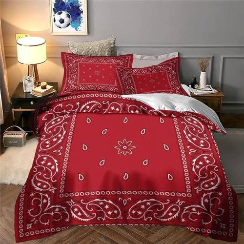 Parure de lit hypoallergénique microfibre douce respirante rouge - 6