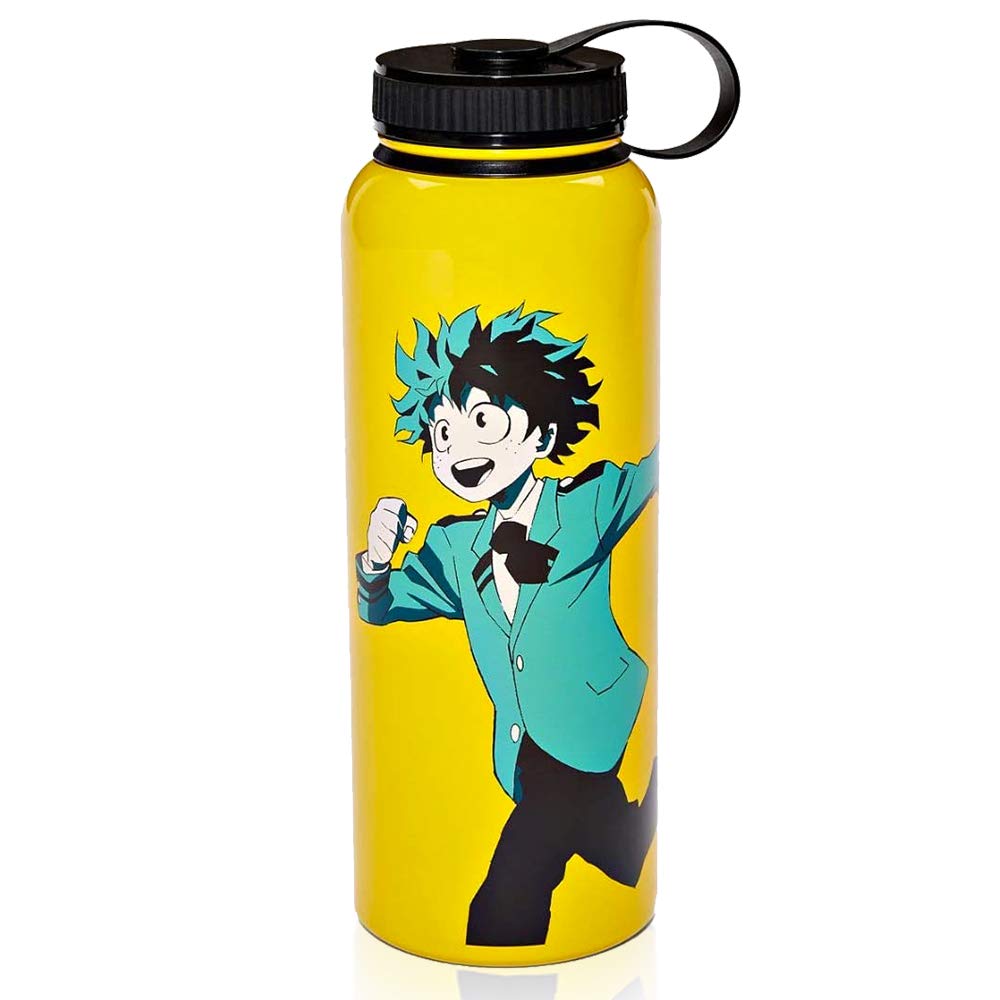 JUST FUNKY My Hero Academia Stainless Steel Water Bottle, 34 oz, Deku (Officially Licensed)