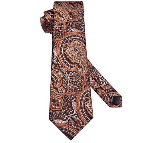 Image of Dubulle Silk Ties Set for Men Formal Paisley Striped Necktie Pocket Square Cufflinks 3PCS Sets Wedding Business Party