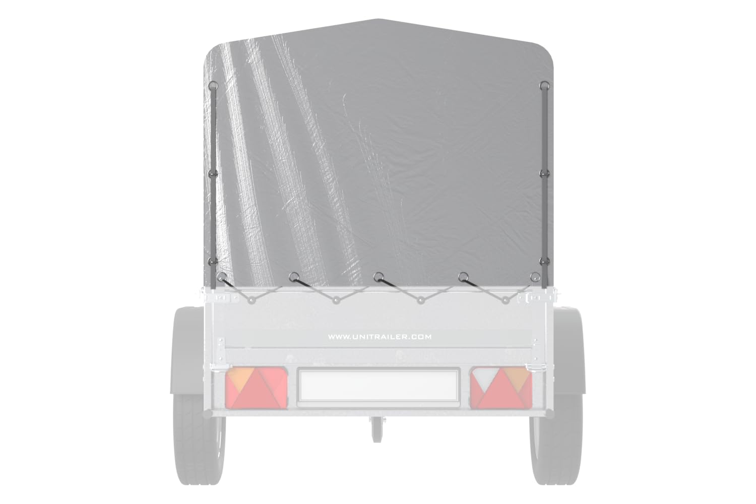 UNITRAILER Anhängerplane 200x106 cm in Grau, 80 cm Hochplane wasserdicht für Garden Trailer 200 Kipp, Abdeckung mit Expanderseil und öffenbarem Hinterteil