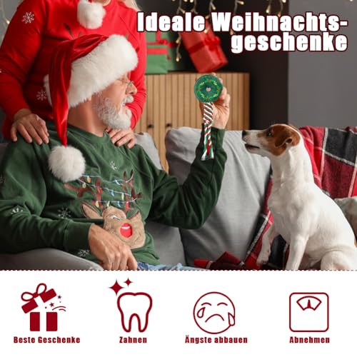 Tyafzzn 4 Stück Hundespielzeug Weihnachten, Hundespielzeug Unzerstörbar, Naturbaumwolle Hundespielzeug, Tolles Hundespielzeug für Geschenke für Hunde
