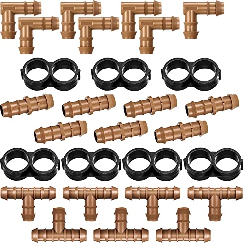 Boao 1/2 Inch Drip Irrigation Fittings 28 Pcs Barbed Connectors Tubing Kit Irrigation Parts Barbed...