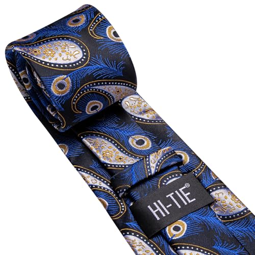 Image of Hi-Tie Mens 70inches Tie Set Extra Long Necktie for Men Cufflinks Handkerchief Big Tall Men Business Wedding
