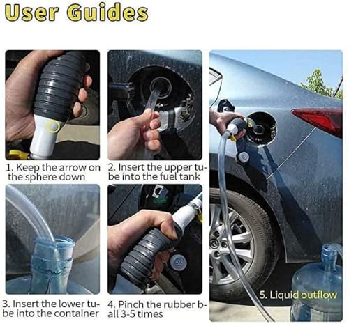 Image of Manual Oil Pump with 6.5 Feet PVC Pipe - Multifunction Fuel Transfer Siphon Pump for Gasoline, Diesel, Water & Fish Tank Exchange | Hand Suction Pump for Car, Bike, Aquarium and Emergency Use