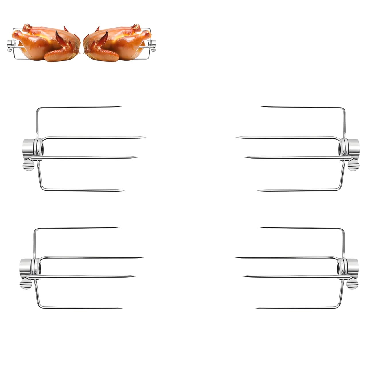 Juego de 4 asadores de acero inoxidable, garras, tenedor, longitud de los dientes de 11 cm, para asar carne, pavo, jamón, verduras, etc