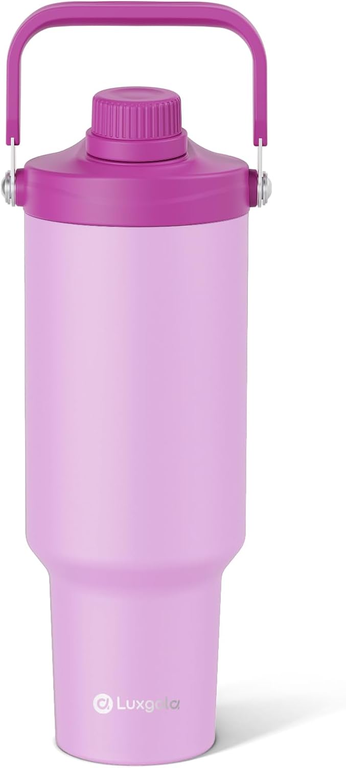 40 oz Insulated Tumbler, Double Wall Vacuum Stainless Steel Cup with Handle and Spout Lid, For Cold/Hot Drinks, Coffee Travel Mug for Car Holder/Home/Office/Party/Camping (Lilac-1 Pack)