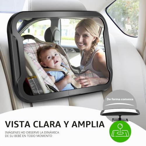 Miniatura 4 de Vinabo Espejo De Coche Para Bebé, A Prueba De Roturas, Espejo De Coche Ajustable A 360 , Asiento Trasero De Bebé, Adecuado Para Todo Tipo De Reposacabezas