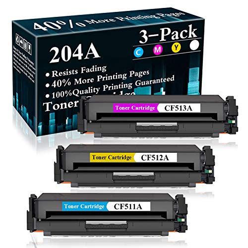 3 Pack (C/M/Y) 204A  CF511A CF512A CF513A Toner Cartridge Replacement for HP Color Laserjet Pro M154a, M154nw, MFP M180n, MFP M181fw, MFP M181fdw, MFP M180nw Printer,Sold by TopInk