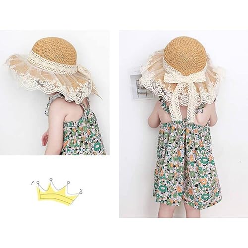 Baby Girl Straw Hat Toddler Summer Beach Hats With Bowknot Sun Protection Hats For Kids Girls 3-6 Years (Pink Lace) #TOP4