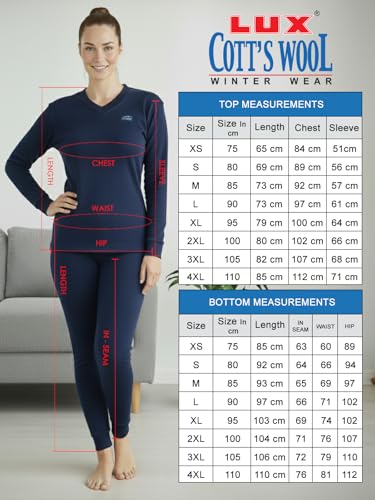 Image of Lux Cottswool Women's Upper and Lower Thermal Set | Thermal Set for Women
