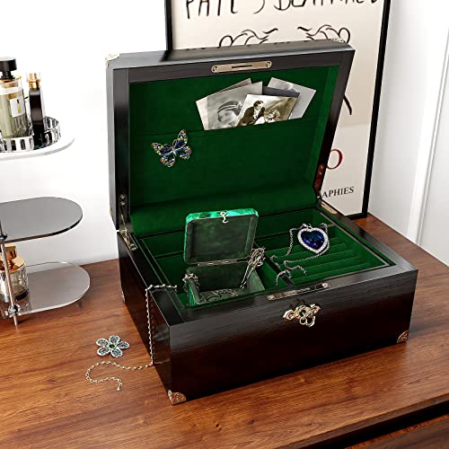 VEELIKE Tapete Samtstoff Dunkelgrün Vintage Möbelfolie Selbstklebend Folie Ornamente Schmuckkästchen Dekorfolie Schmuckständer Schubladen… – Ansicht 2