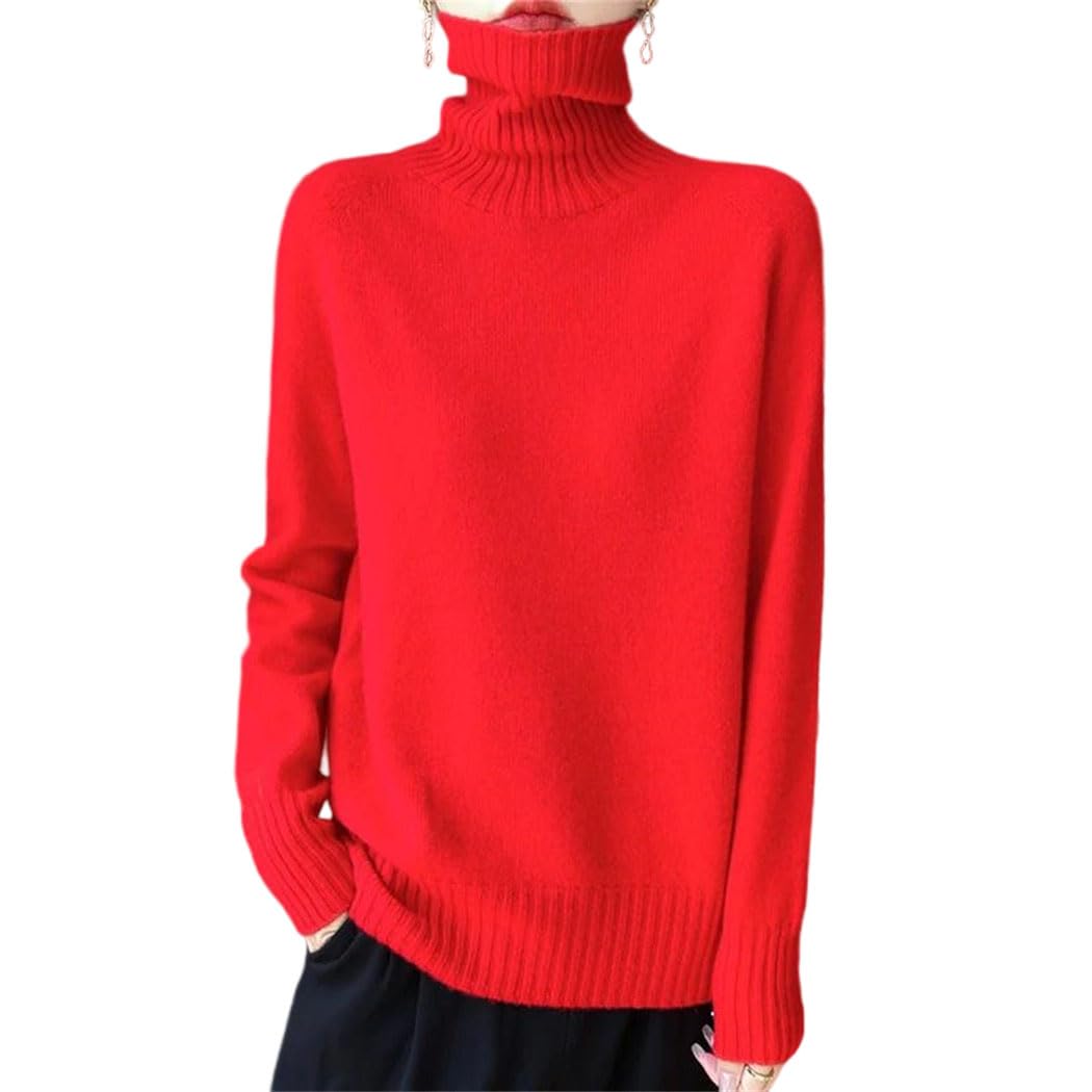 Sweter Damski Z Kaszmiru Z Wysokim Kołnierzem, Dzianinowy, Z Długim Rękawem, Miękki, Ciepły, Na Jesień I Zimę, Codzienny-85-Large