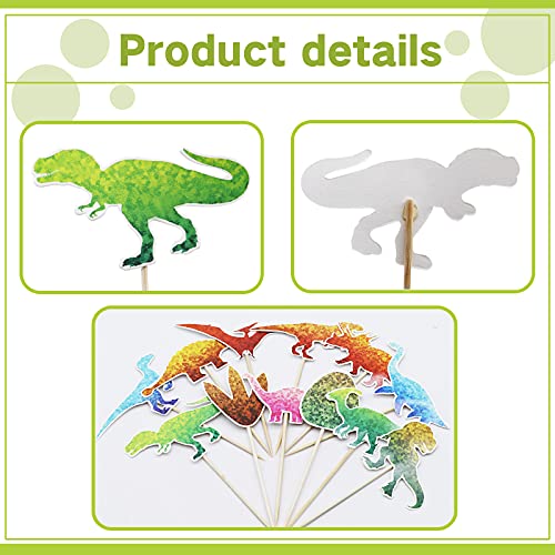 Sunny Seat A-DINOCAKE48 Dinosaur Birthday Party Supplies Watercolor Dino Cupcake Toppers 48 Pack Party Decorations Happy Birthday Cake Topper Decor thumb #6
