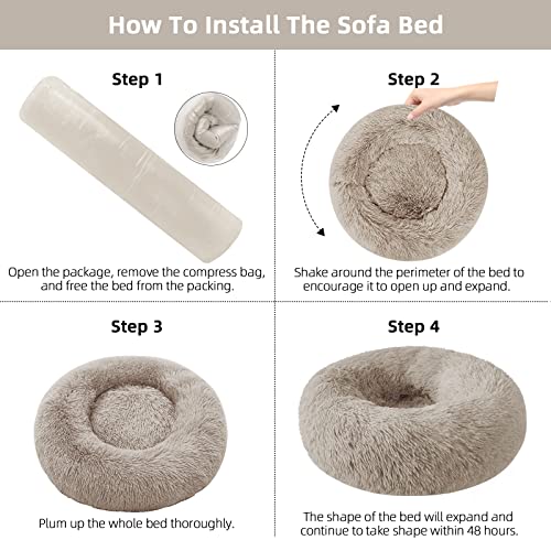 Nisrada Hundebett für kleine, mittelgroße und große Hunde, 50cm, waschbar, rund, gemütlich, weich, Haustierbett für Welpen und Kätzchen, mit Rutschfester Unterseite