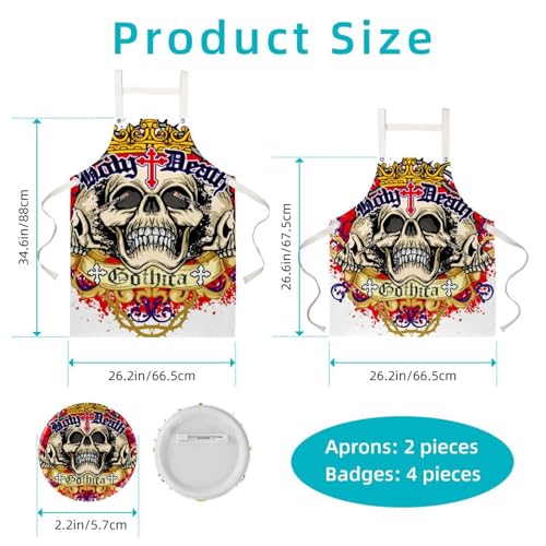 Tablier de cuisine bistrot lot de 2 avec 4 broches - 2