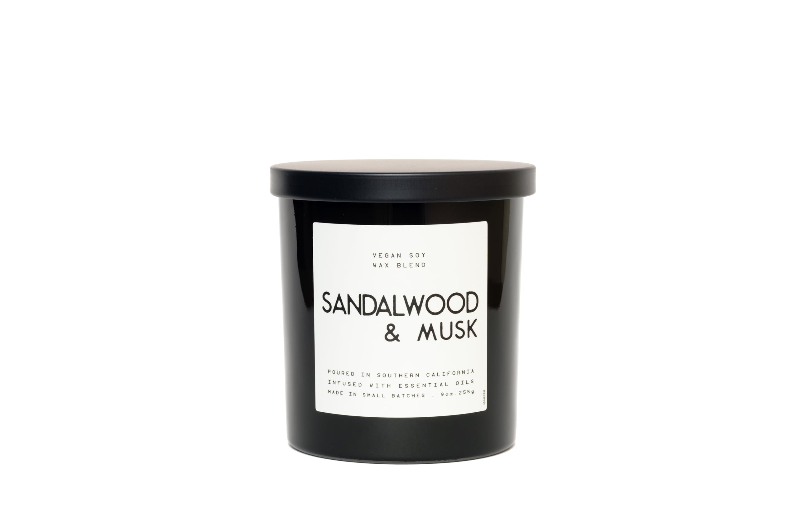 | Masculine Aromas 9oz | 50 Hours | Soy Wax | Scented Mens Candles with Natural Essential Oils | Vegan (Sandalwood & Musk)