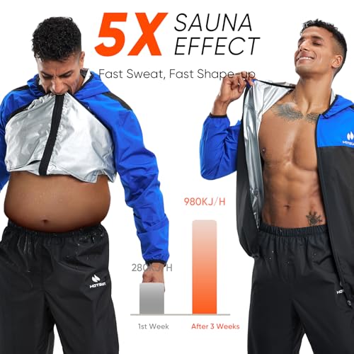 Image of HOTSUIT Sauna Suit for Men Sweat Suits Gym Workout Exercise Sauna Jacket Pant Full Body