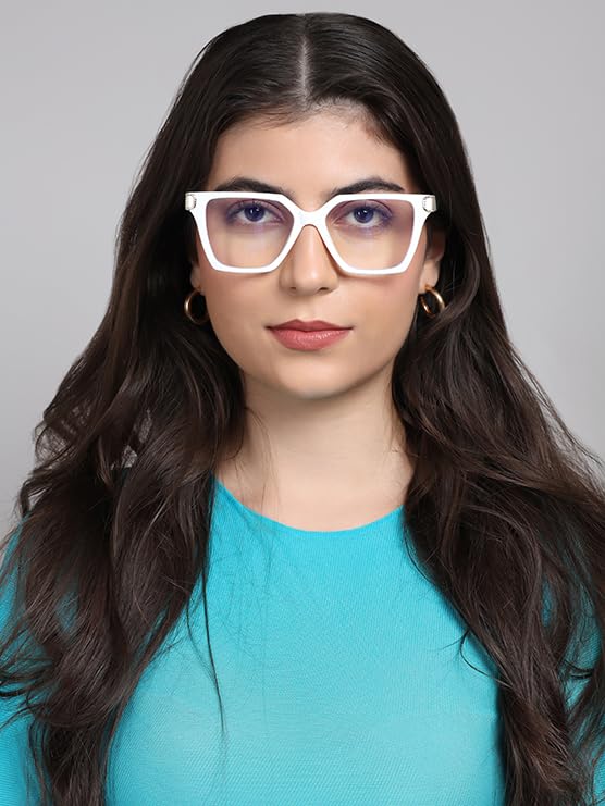 Image of LensKandy Bluecut Computer Glasses for Women | Anti-Eye Strain & UV Protection | | Stylish Medium Fit Eyewear for Digital Screens | Rectangular Frame | Lightweight & Comfortable