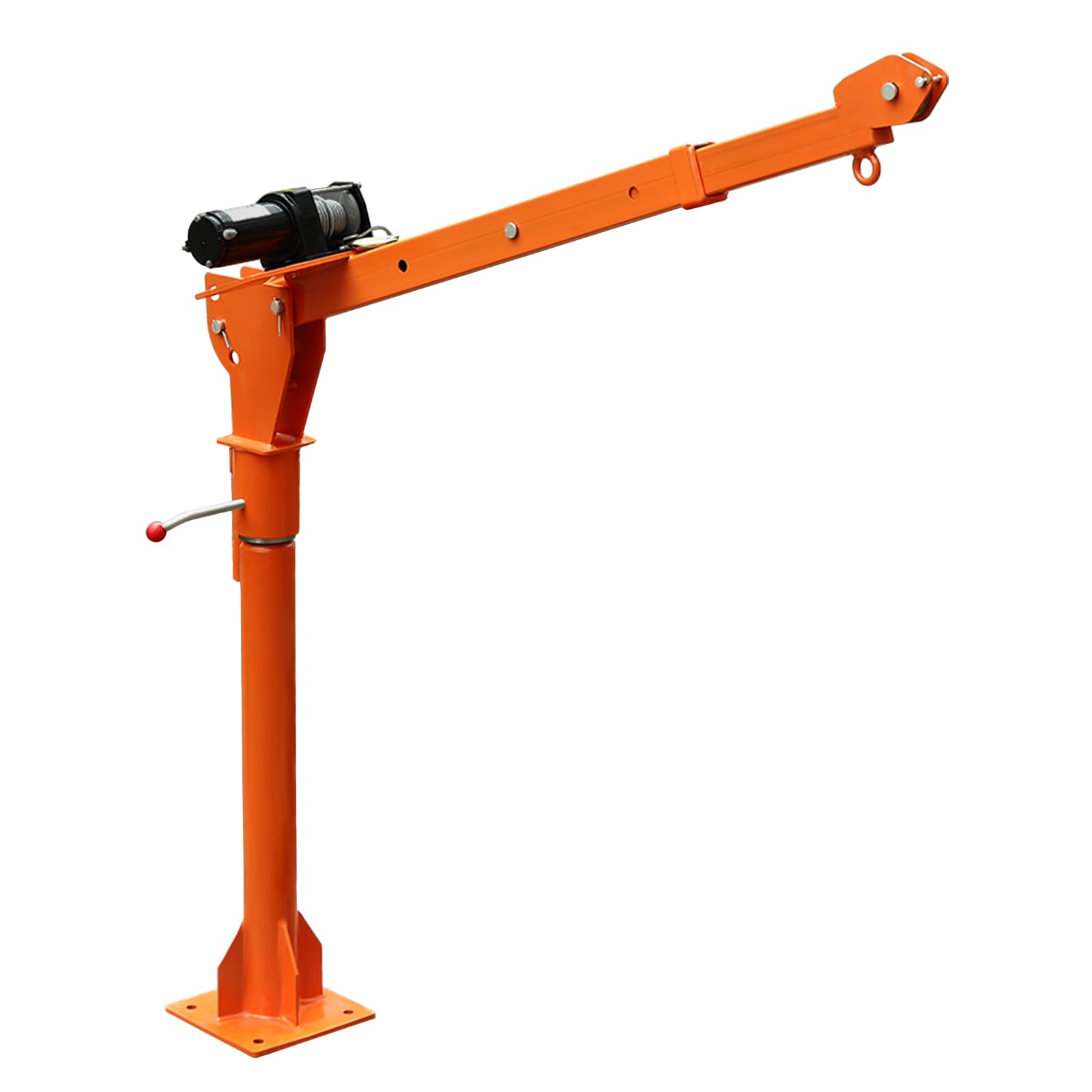 1100lb Truck-Mounted Crane Hoist, Height and Arm Length Adjustable Electric Winch with Winch Rope and Remote Control, 12V Truck-Mounted Crane for Lifting Generators, Engines, Compressors, Wood, Etc