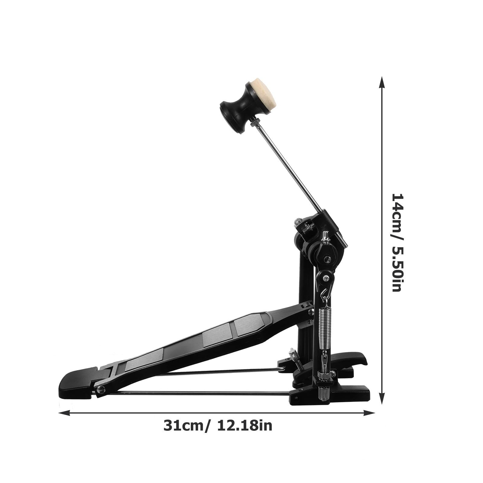 VOSAREA Pedal de Batería Simple de Aleación de Aluminio Tensión de Resorte Ajustable y Base Ancha, Accesorio para Bombo Adecuado para Práctica y Batería Jazz