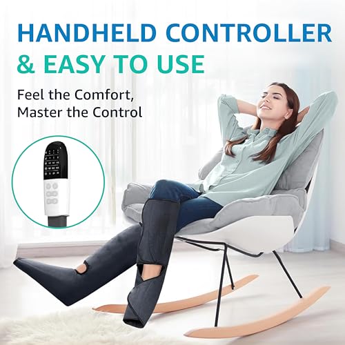 Image of VANTRO Air Compression Leg Massager | 6 Massage Modes | 3 Vibration Levels | Gentle Heat | Auto Pressurization | Timer (15 /20 /25 mins) | Pain Relief for Feet, Calf, Thigh & Knee - Relaxation Gift
