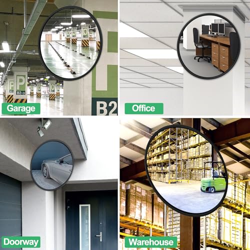 RELIANCER Espelho de segurança convexo de 45,7 cm Espelho de segurança curvado Espelho de trânsito a