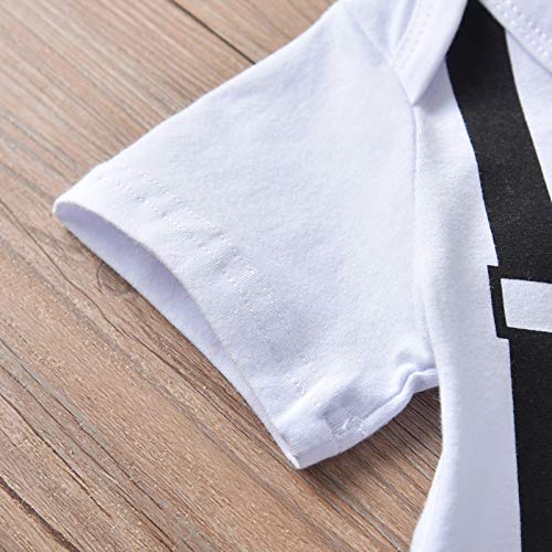 NLGToy Conjunto de roupas de bebê menino manga curta gola redonda letra macaquinho calça listrada ch