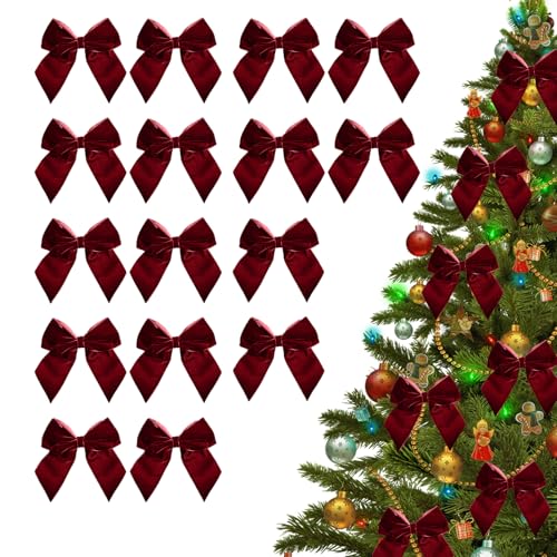 Schleifen Weihnachtsbaum Deko 12x14cm 16 Stück Weihnachtsdeko Rote...