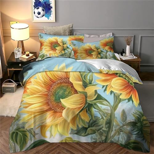 Housse de couette tournesol 200x200 parure de lit microfibre 3D - 6