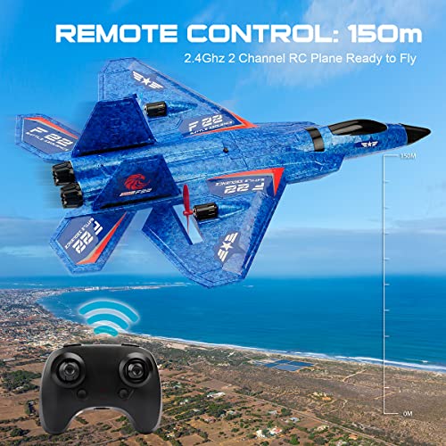 image for RoofWorld RC Plane, F22 RC Airplane Fighter Ready to Fly, 2.4Ghz 2 Cha