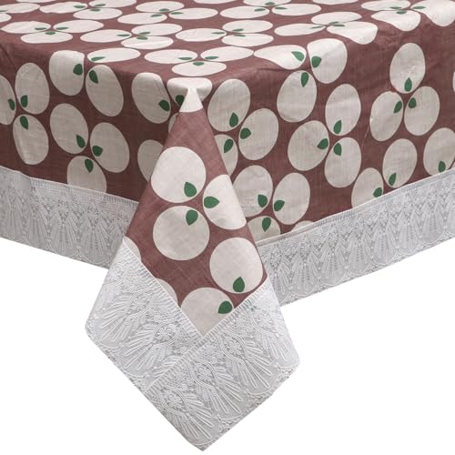 Image of Dakshya Industries PVC Waterproof Square Table Cover 48x48 Inch for 4 Seater Dining Table | Floral Printed Oilproof Stain Resistant Washable Plastic Table Cover, English